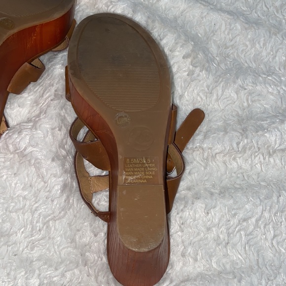 Lucky Brand brown wedge, sandals, genuine, leather platform, polished casual 8.5 - Picture 6 of 7